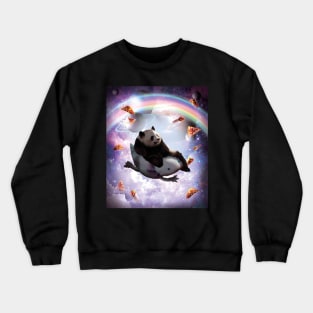 Space Galaxy Panda Riding Axolotl - Rainbow Crewneck Sweatshirt